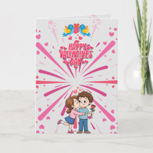 Carte Joyeuse Saint-Valentin Illustration d'un couple mi