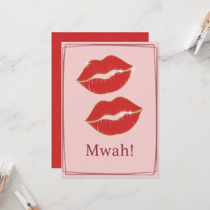 Carte Joyeuse Saint Valentin lèvres rouges Mwah 