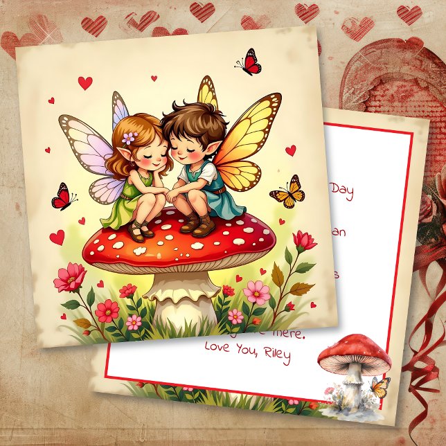 Carte Joyeuse Saint-Valentin | Maisonnette Vintage Fée (Créateur téléchargé)