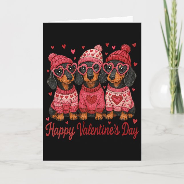 Carte Joyeuse Saint-Valentin Maman Coquette Dachshund Ro (Devant)