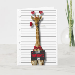 Carte Joyeuse Saint-Valentin Mugshot Girafe Coupable Drô