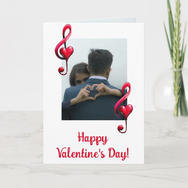Carte Joyeuse Saint-Valentin Musique d'amour (Devant)