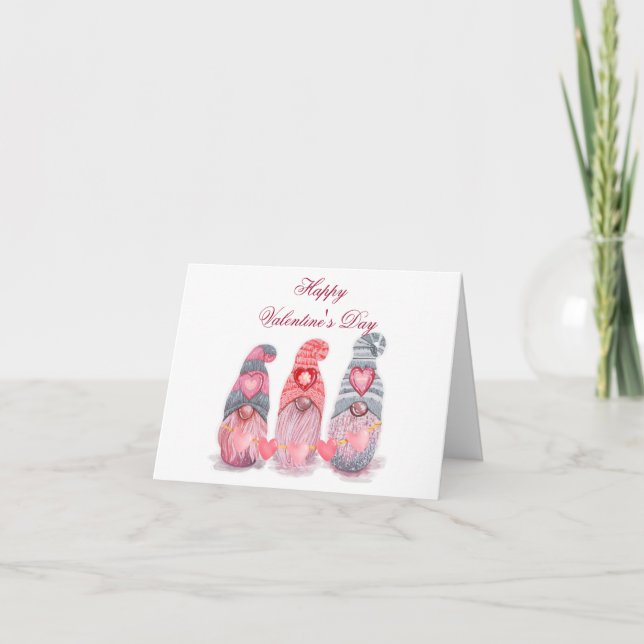 Carte Joyeuse Saint-Valentin Nains Mignons avec des Cœur (Devant)