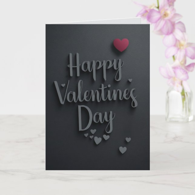 Carte Joyeuse Saint-Valentin Noir Majestueux Élégant (Orchidée)