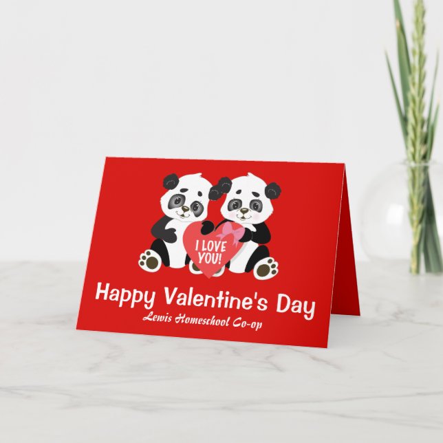 Carte Joyeuse Saint-Valentin Panda Coopérative scolaire  (Devant)