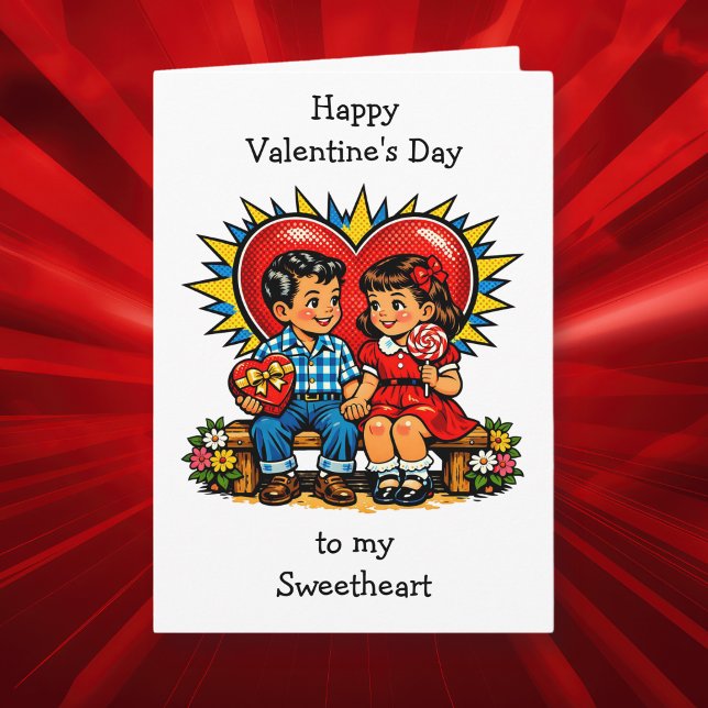 Carte Joyeuse Saint-Valentin | Pop Art Rétro Vintage (Créateur téléchargé)