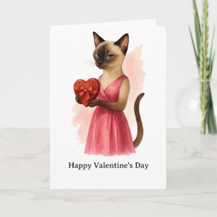Carte Joyeuse Saint-Valentin pour amateur de chat siamoi