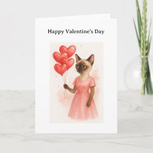 Carte Joyeuse Saint-Valentin pour amateur de chat siamoi