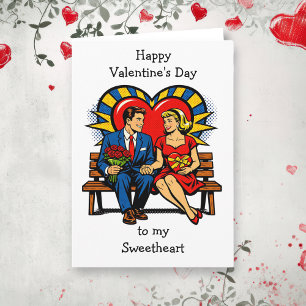 Carte Joyeuse Saint-Valentin   Rétro Pop Art Vintage