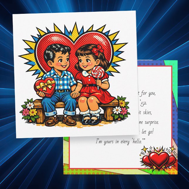 Carte Joyeuse Saint-Valentin | Rétro Pop Art Vintage (Créateur téléchargé)