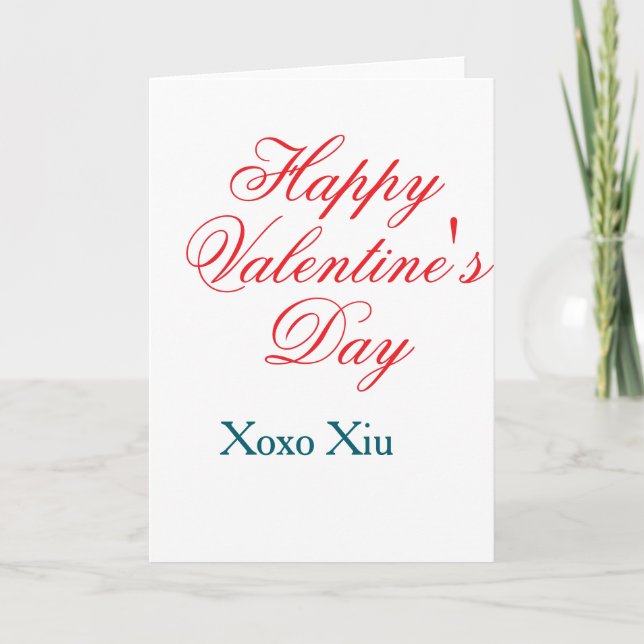 Carte Joyeuse Saint-Valentin rouge bleu xoxo amour nom  (Devant)