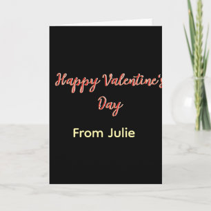 Carte Joyeuse Saint-Valentin rouge noir de nom stylé 