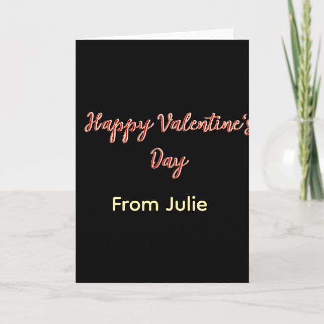 Carte Joyeuse Saint-Valentin rouge noir de nom stylé  (Devant)