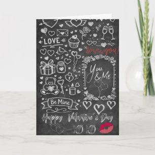 Carte Joyeuse Saint-Valentin - Tableau à la craie d'amou