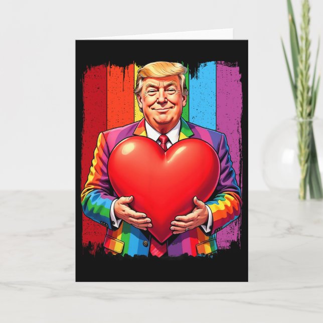 Carte Joyeuse Saint-Valentin Trump Cœur Lgbt  (Devant)
