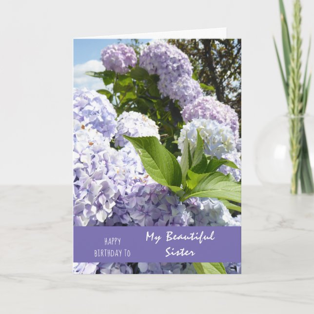 Carte Joyeuse soeur d'anniversaire Hydrangea Flowers (Devant)