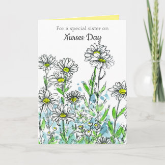 Carte Joyeuse Soeur de jour des infirmières Fleurs de ma
