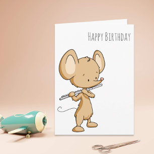 Carte Joyeuse souris d'anniversaire Jouer le musicien de