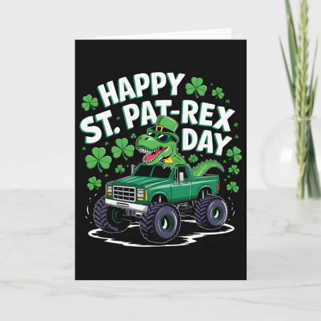 Carte Joyeuse St Pat-rex Patricks Day Dinosaure Monstre  (Devant)