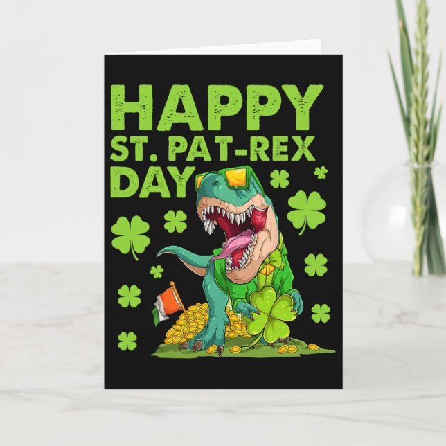 Carte Joyeuse St Pat T-rex Day Dinosaure St Patricks Day (Devant)