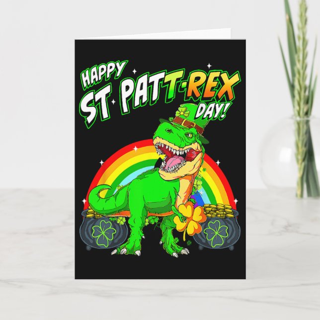 Carte Joyeuse St Pat Trex Day St Patricks Day Mignon Din (Devant)
