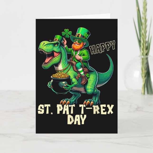 Carte Joyeuse St. Pat Trex Fête Dinosaure Tout-Petits Ga (Devant)