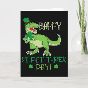Carte Joyeuse St Patrex journée Pat T-rex Dino Irlandais