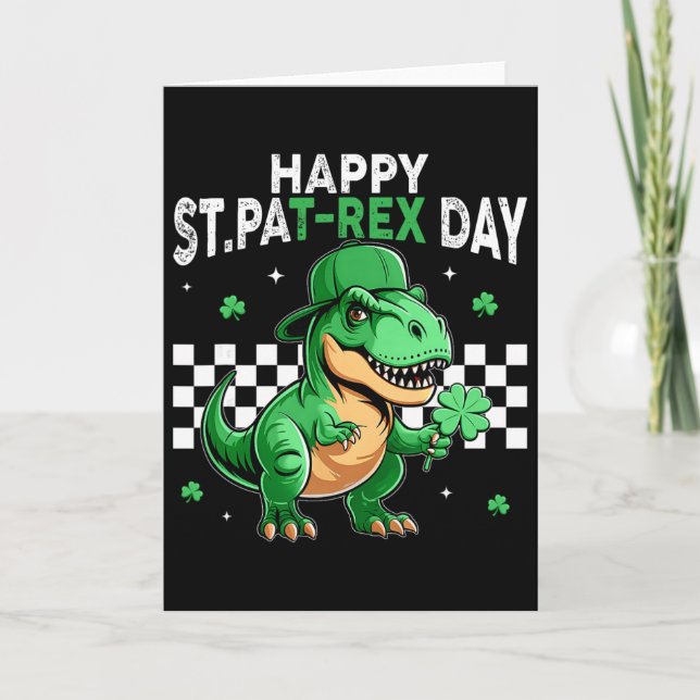 Carte Joyeuse St-Patrick T-Rex Dinosaure (Devant)
