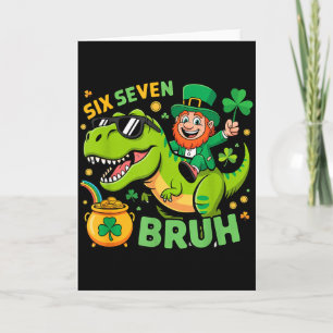 Carte Joyeuse st patricks day lutin trex dino six