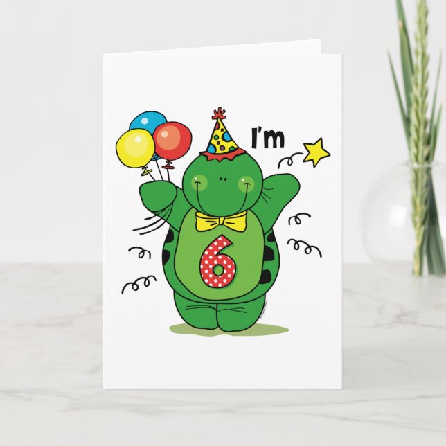 Carte Joyeuse Tortue 6e anniversaire (Devant)