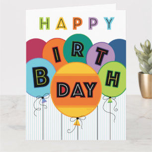 Carte Joyeuse typographie d'anniversaire Bons de couleur