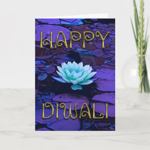 Carte Joyeuse Typographie Diwali Fleur de Lotus Floral V