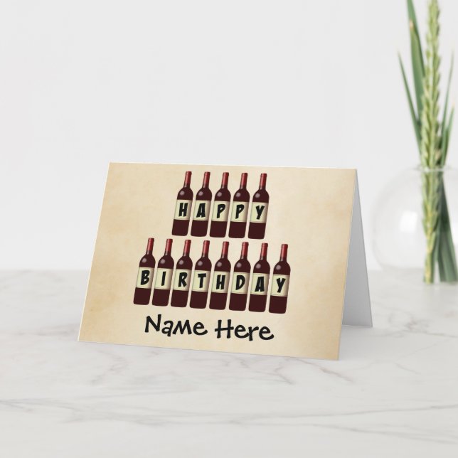 Carte Joyeuses bouteilles de vin d'anniversaire Customis (Devant)