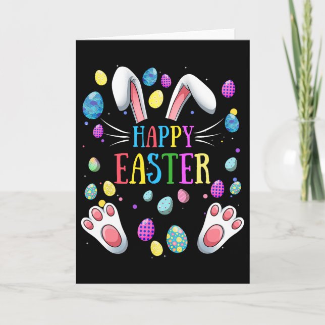 Carte Joyeuses citations de Pâques Lapin Cadeaux Œuf Gra (Devant)