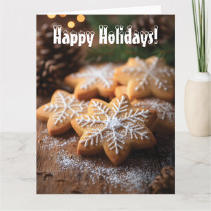 Carte Joyeuses Fêtes avec des Biscuits en Forme de Floco