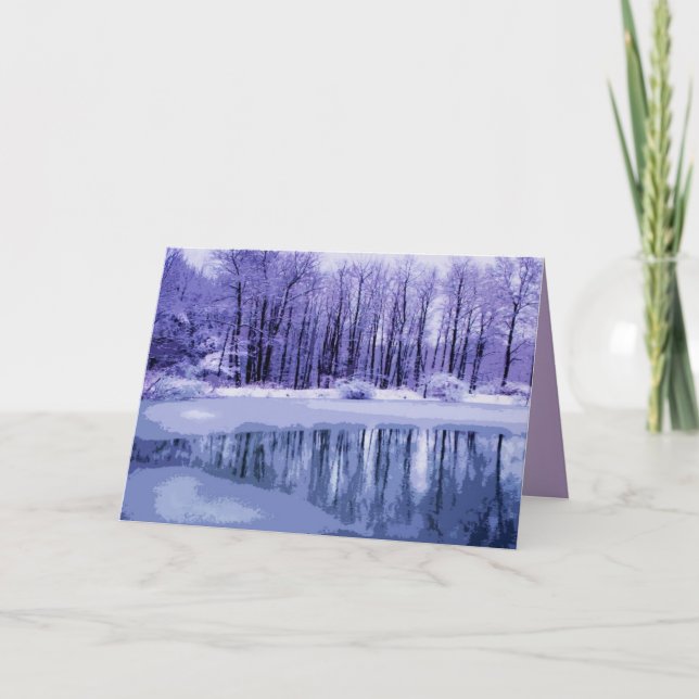 Carte Joyeuses Fêtes Blue Winter Pond (Devant)