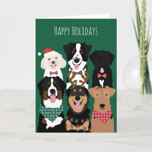 Carte Joyeuses fêtes Chiens mignons