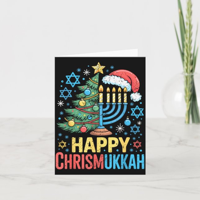 Carte Joyeuses Fêtes de Chrismukkah Noël et Hanoukka S (Devant)