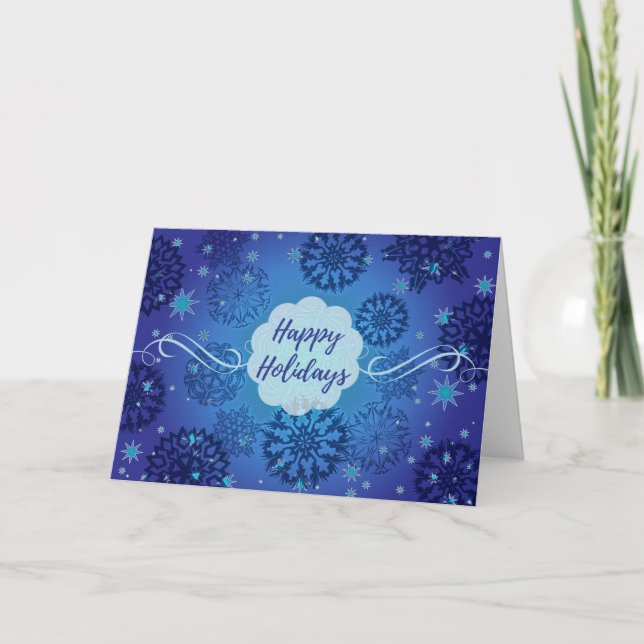 Carte Joyeuses fêtes de neige Design en bleu (Devant)