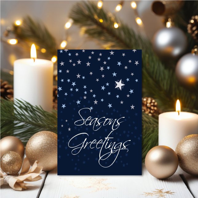 Carte Joyeuses Fêtes de nuit étoilés (Starry Night Seasons Greeting Card - Modern Art by City Mouse Art)