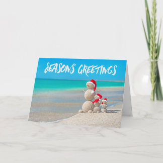 Carte Joyeuses Fêtes de sable de plage Tropical Sn