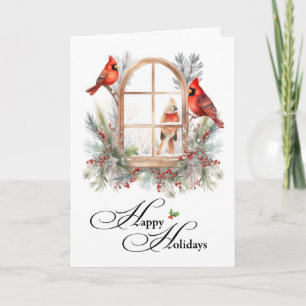 Carte Joyeuses fêtes d'hiver Cardinal Birds