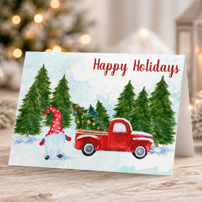 Carte Joyeuses Fêtes Fantaisistes Gnome (Whimsical Happy Holidays Christmas Card)