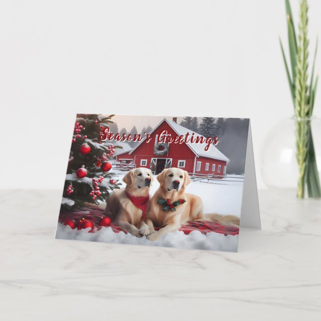 Carte Joyeuses Fêtes Golden Retriever (Devant)