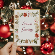 Carte Joyeuses Fêtes Holly With poinsettias