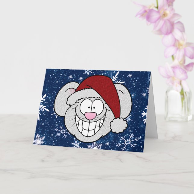 Carte Joyeuses Fêtes Joyeux Noël Santa Souris (Orchidée)