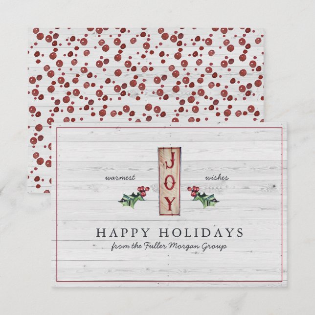 Carte Joyeuses Fêtes | Noël Classique Rustique Minimalis (Devant / Derrière)