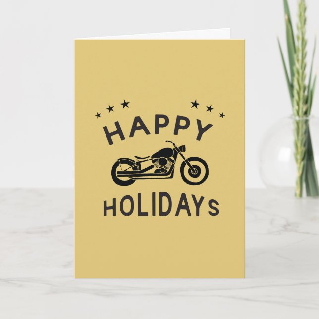 Carte Joyeuses Fêtes Rétro Moto (Devant)
