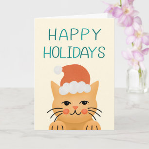 Carte Joyeuses fêtes Santa Hat Chat Noël