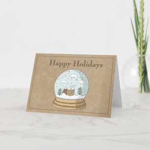 Carte Joyeuses fêtes Snowglobe à Noël Brown